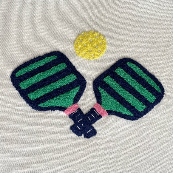 NWT Moon & Madison Pickleball Cropped  Boxy Sweater Preppy Cotton Blend Large - Picture 6 of 10